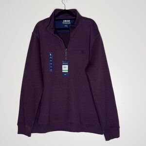 New IZOD Advantage Performance Quarter Zip Fleece Golf Sweater Men's Size Large